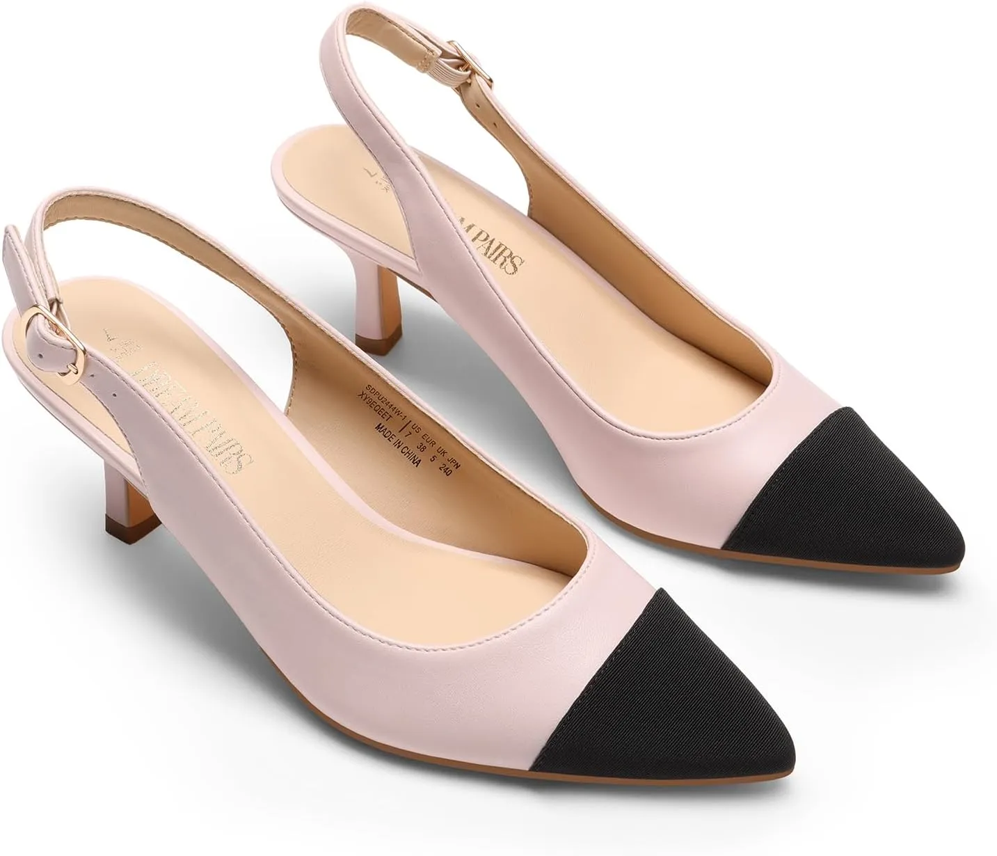 DREAM PAIRS Women's Kitten Heels Slingback Closed Pointed Toe Low Pumps Shoes Women Party Wedding Sexy Casual Dress Shoes