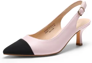 DREAM PAIRS Women's Kitten Heels Slingback Closed Pointed Toe Low Pumps Shoes Women Party Wedding Sexy Casual Dress Shoes