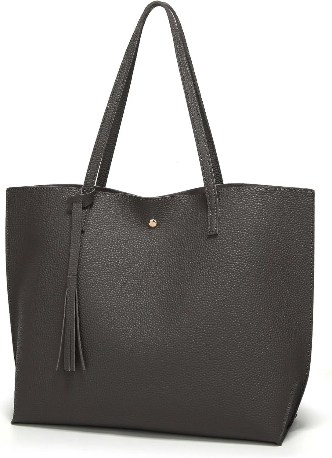 Dreubea Women's Soft Faux Leather Tote Shoulder Bag from, Big Capacity Tassel Handbag