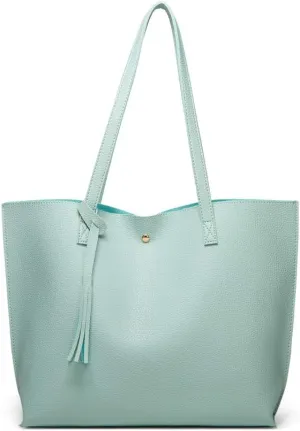 Dreubea Women's Soft Faux Leather Tote Shoulder Bag from, Big Capacity Tassel Handbag