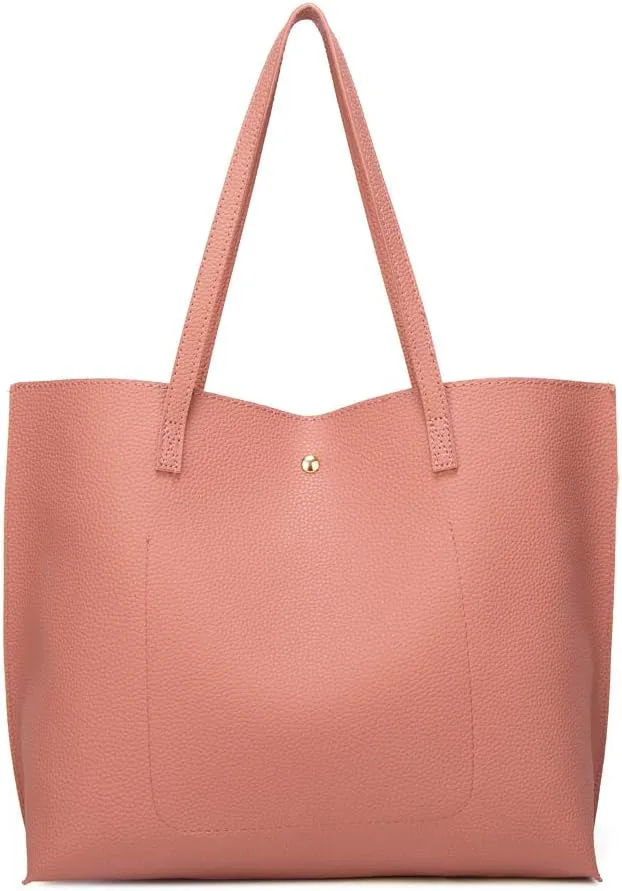 Dreubea Women's Soft Faux Leather Tote Shoulder Bag from, Big Capacity Tassel Handbag