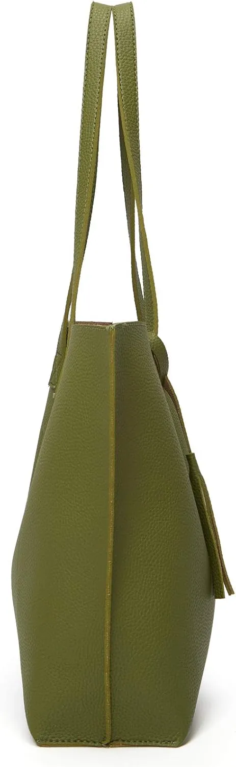 Dreubea Women's Soft Faux Leather Tote Shoulder Bag from, Big Capacity Tassel Handbag