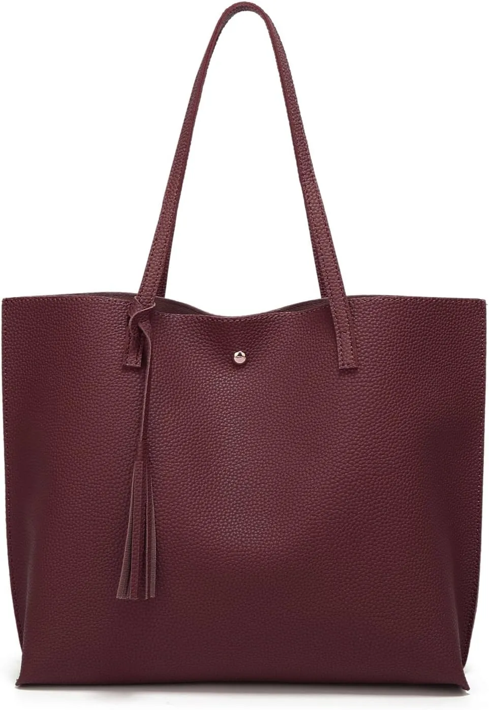Dreubea Women's Soft Faux Leather Tote Shoulder Bag from, Big Capacity Tassel Handbag