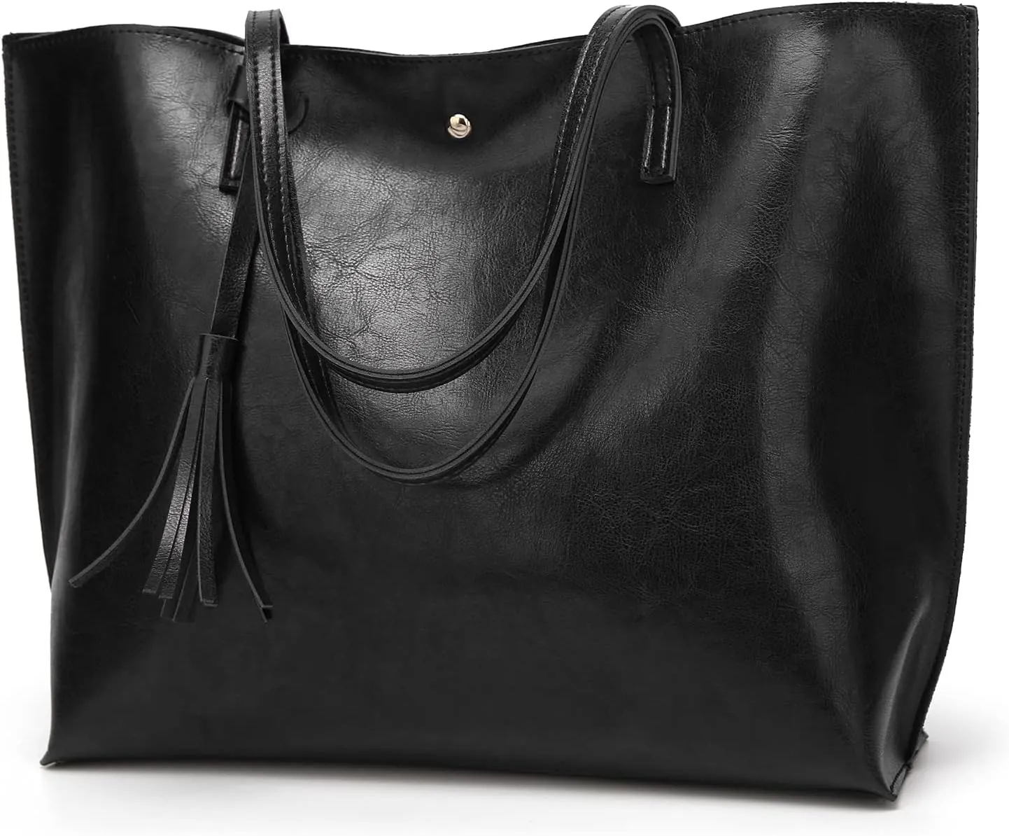 Dreubea Women's Soft Faux Leather Tote Shoulder Bag from, Big Capacity Tassel Handbag