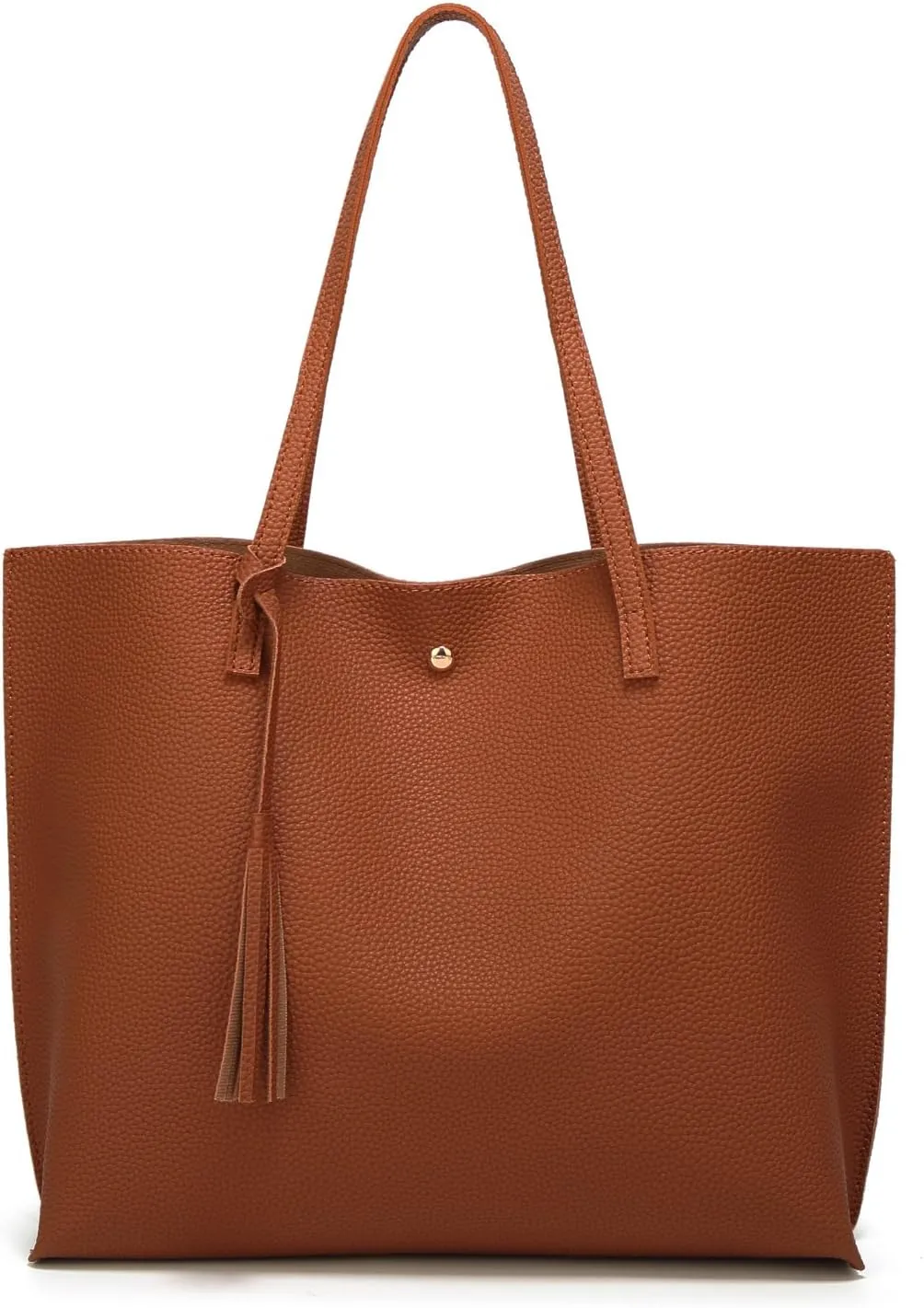 Dreubea Women's Soft Faux Leather Tote Shoulder Bag from, Big Capacity Tassel Handbag