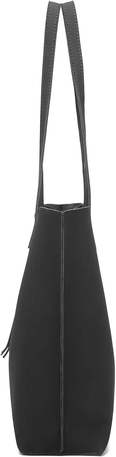 Dreubea Women's Soft Faux Leather Tote Shoulder Bag from, Big Capacity Tassel Handbag