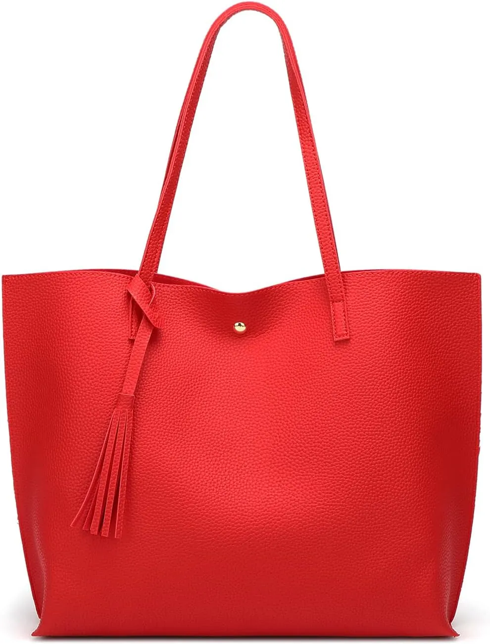 Dreubea Women's Soft Faux Leather Tote Shoulder Bag from, Big Capacity Tassel Handbag