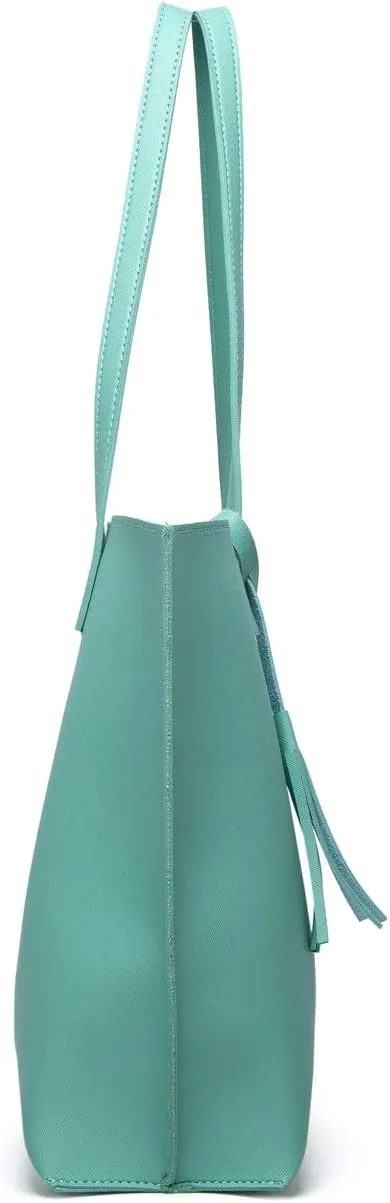Dreubea Women's Soft Faux Leather Tote Shoulder Bag from, Big Capacity Tassel Handbag