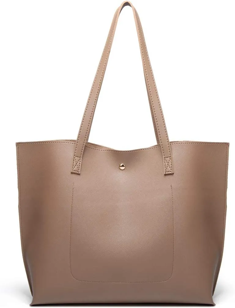 Dreubea Women's Soft Faux Leather Tote Shoulder Bag from, Big Capacity Tassel Handbag