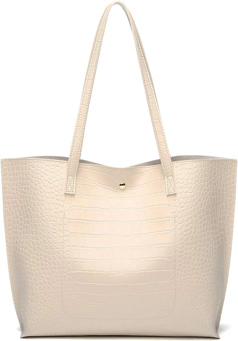 Dreubea Women's Soft Faux Leather Tote Shoulder Bag from, Big Capacity Tassel Handbag