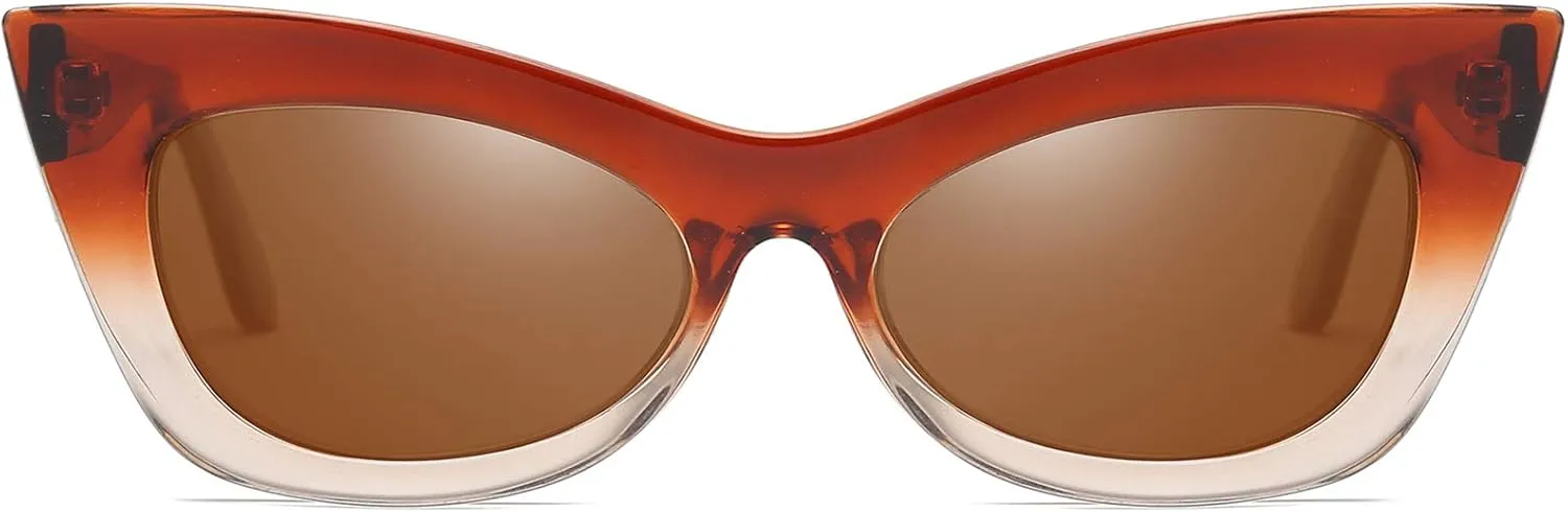 DUCO Small Cat Eye Sunglasses for Women Retro Polarized Narrow Sun Glasses W005