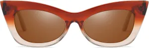 DUCO Small Cat Eye Sunglasses for Women Retro Polarized Narrow Sun Glasses W005