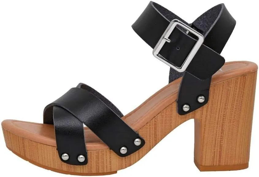 Dunes Women's Sayer Faux Wood Sandal  Comfort Foam & LiteSole Technology