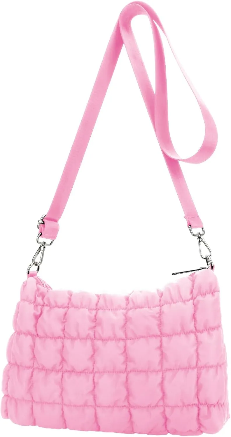 E-Tree Quilted Crossbody Bags for Women Men, Puffer Handbag Purse with Shoulder Strap