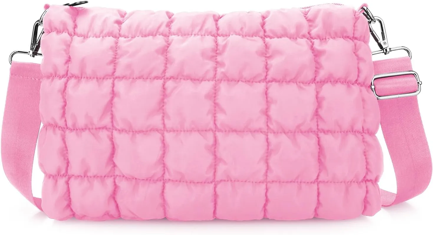 E-Tree Quilted Crossbody Bags for Women Men, Puffer Handbag Purse with Shoulder Strap