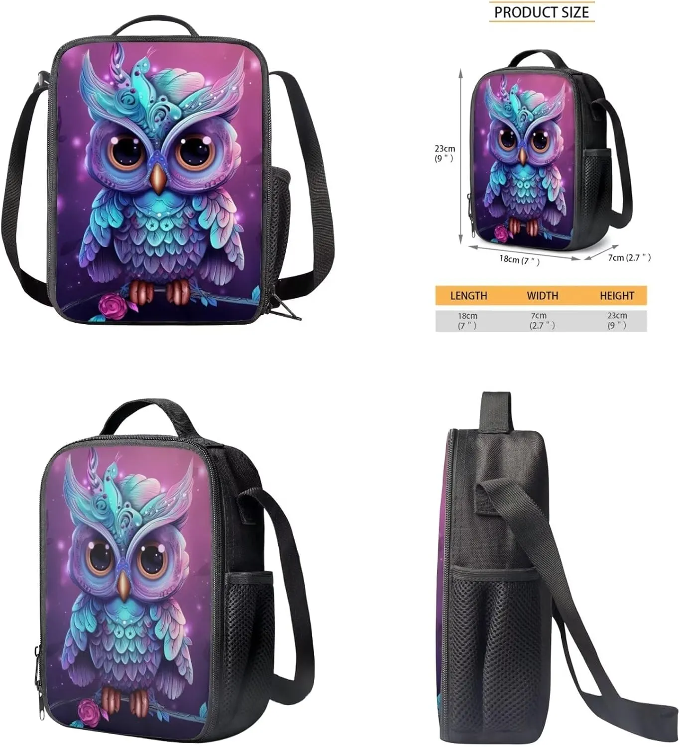 Eagle Print Backpack with Lunch Box Kids Girls Age 5-10 Years Old Leakproof Keep Warm Waterproof Lunch Bag Cute Mini Pencil Case for Middle School High School