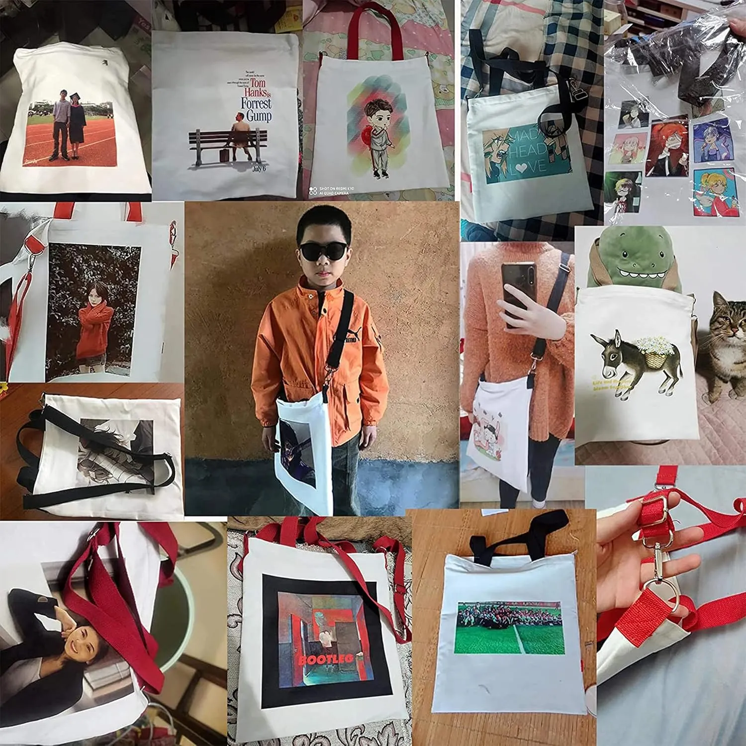 EAQ Personalized Tote Bag Custom Canvas Bag with Photo Reusable Canvas Tote Bags for Daily Use Gifts