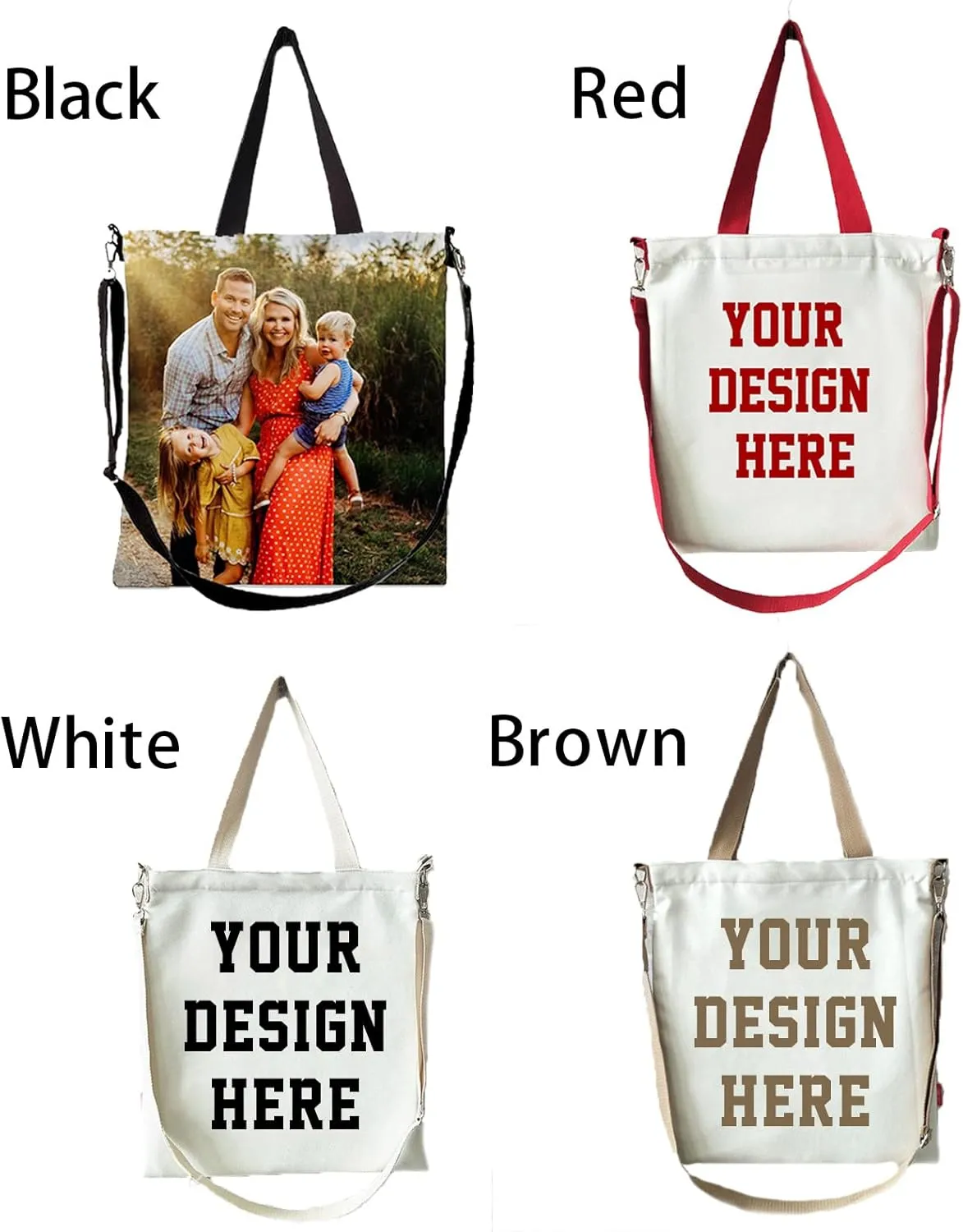 EAQ Personalized Tote Bag Custom Canvas Bag with Photo Reusable Canvas Tote Bags for Daily Use Gifts