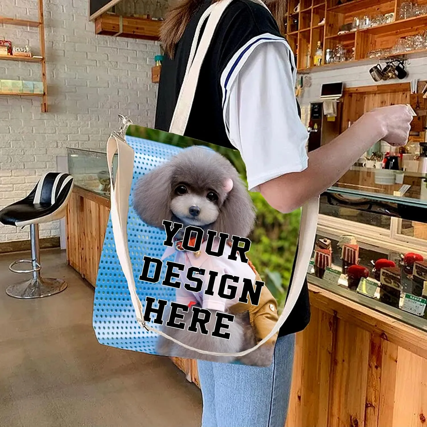 EAQ Personalized Tote Bag Custom Canvas Bag with Photo Reusable Canvas Tote Bags for Daily Use Gifts