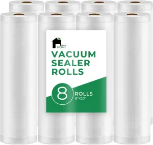 EconoHome Heavy Duty Vacuum Seal Bags for Food - Commercial-Grade, Airtight & Leakproof Plastic Vacuum Storage Bags for Sous Vide, Meal Preparation, Processing & Dry Aging Meat - 8"x20' Roll, 8 Pack