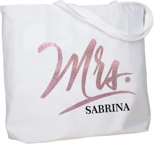 ELEGANTPARK Mrs Bag Future Mrs Gifts Personalized Gifts For Wedding Bachelorette Bridal Shower Engagement Party Monogrammed Tote Bags with Pocket Canvas Cotton