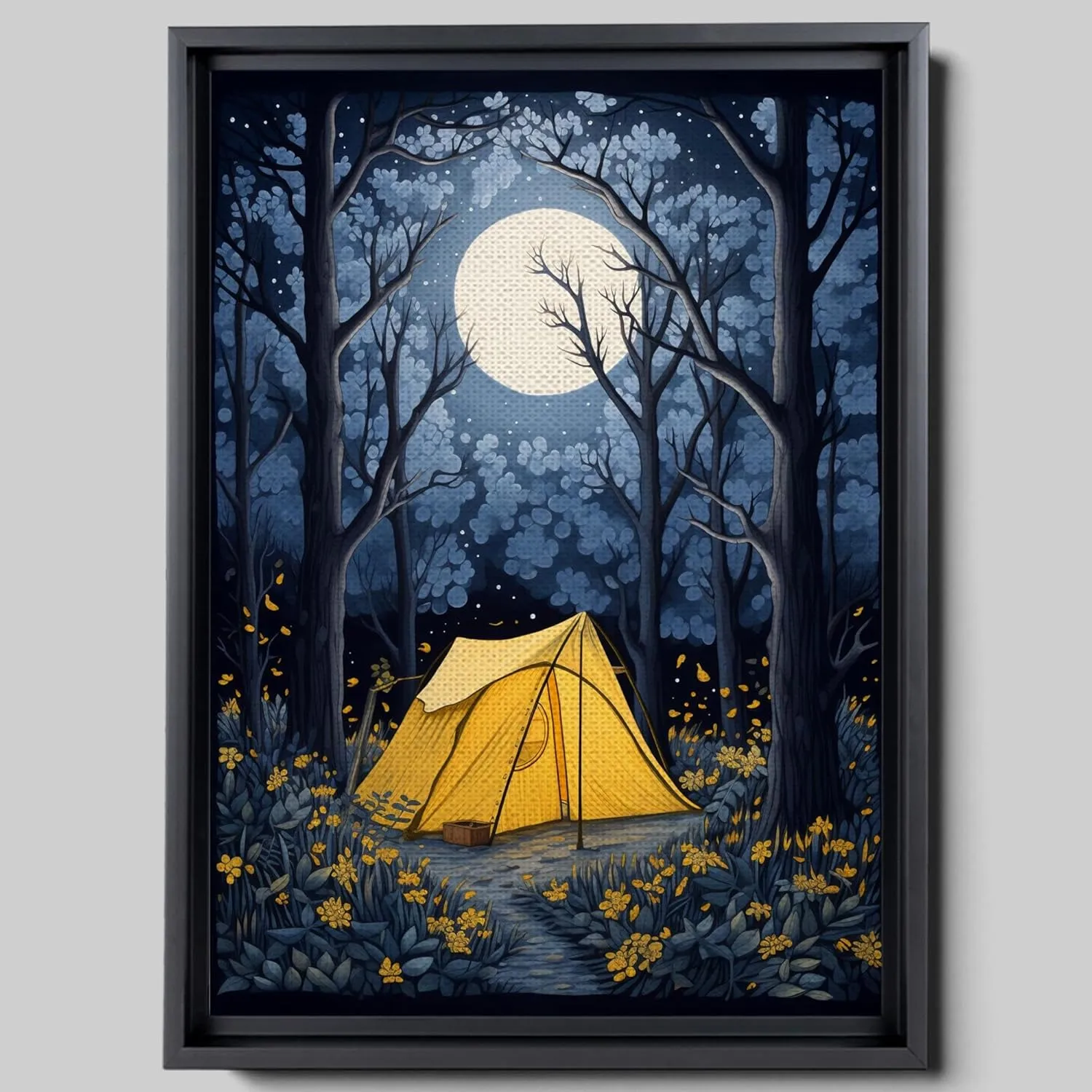 Elevated Adventures, My Heart Leaps Up, Linocut Reduction Print for Tent Camping and Nature Enthusiasts, Hiking, Stargazing, and Milky Way, Canvas Prints, Wall Hanging, Wall