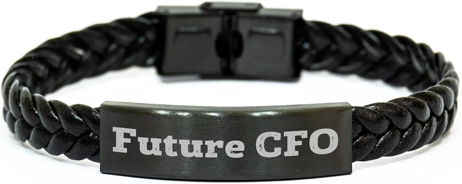 Empower the Future CFO with a Interlaced Leather Bracelet, Funny Quote Inside, Birthday Unique Gift for Men or Women, Gifts from Friends, Family, or Coworkers, Gifts for CFO, Unique Birthday Ideas