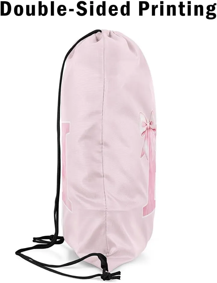 Erosebridal Bowknot Drawstring Bags 13x15.7,Monogrammed Bows Drawstring Backpack,Initial Birthday Gifts String Backpack,Unique Customized Bedroom Room Decor for Sport Gym Swim Yoga(H)