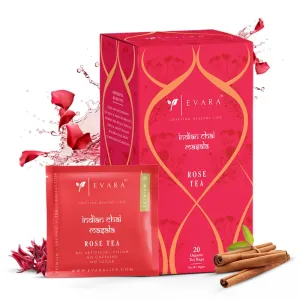 EVARA Rose Tea - 20 Tea Bags | 40g | Rich in Antioxidants | Aromatic Floral Tea, Natural Rose Petals and Taste
