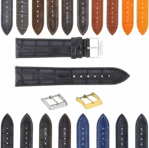 Ewatchparts 17-24mm Leather Watch Band Strap With Deployment Clasp Compatible With Bulova Watch 3B