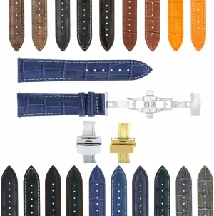 Ewatchparts 17-24mm Leather Watch Band Strap With Deployment Clasp Compatible With Panerai Watch 3B