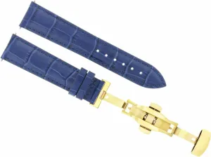 Ewatchparts 20mm Leather Watch Band Strap Gold Deployment Clasp Compatible With Franck Muller Watch Blue