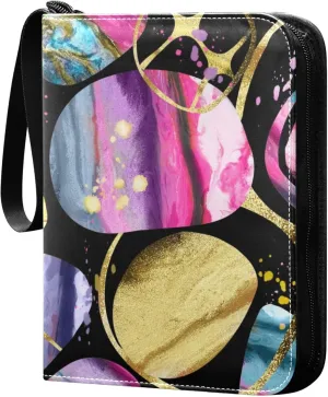 Exnundod Unique Rainbow Pattern Trading Card Binder for Cards, Colorful Card Album 4-Pockets for 400 Cards with Removable Sleeves PU Baseball Card Holder Football Sports Card Collection