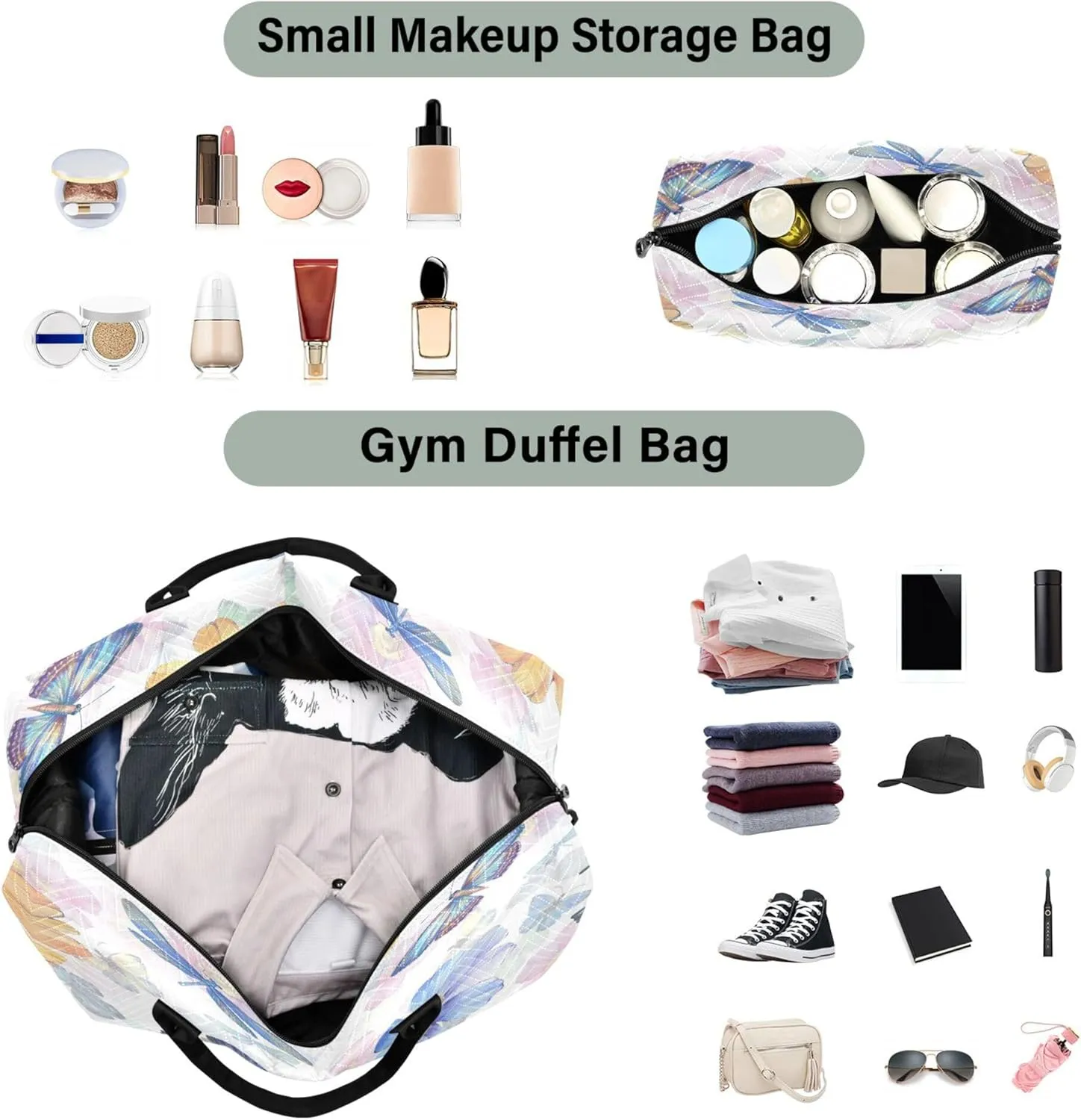 Exnundod Women Weekender Bags Delicate Flowers and Butterflies Travel Duffel Bags Carry On Overnight Bag Watercolor Large Hospital Tote Luggage