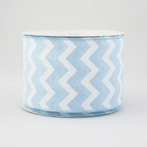 Expressions Chevron Wired Ribbon, Light Blue, 2.5 Inch x 360 Inches, 100% Polyester, Canvas, Baby Shower, Easter, Christmas, Mothers Day, Spring