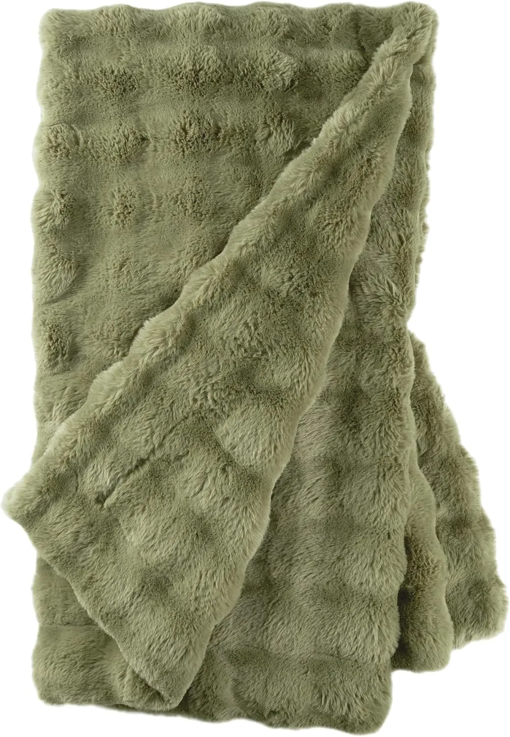 Fab Faux Olive Throw, 50" x 70", Green Solid Pattern