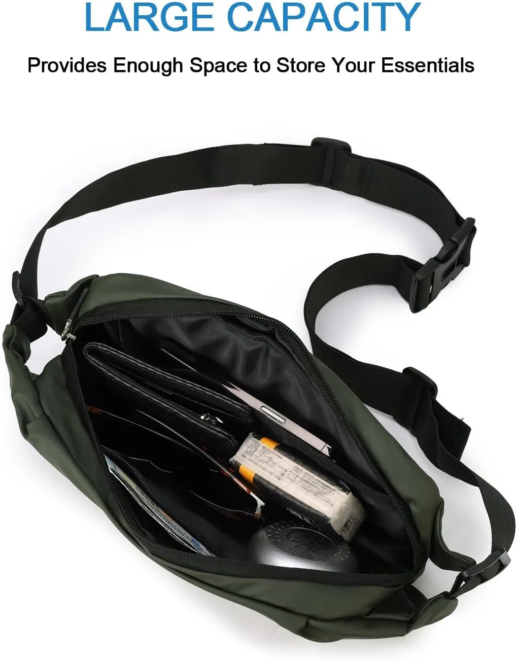 Fanny Pack for Men & Women - Waterproof Anti-Theft Sling Bag with Multiple Pockets, Waist Pack & Crossbody Chest Bag for Travel, Gym, Hiking, Cycling
