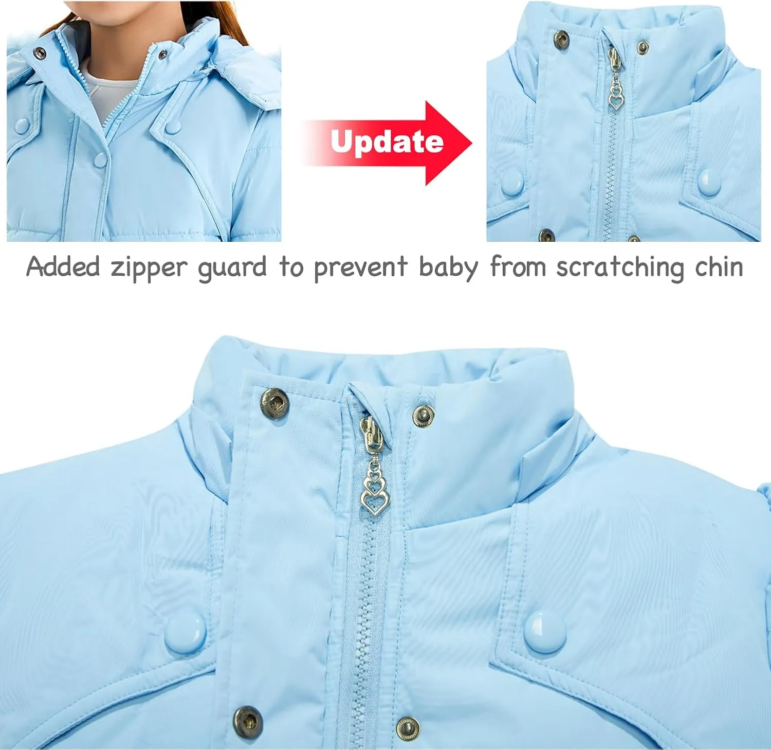 FARVALUE Girls' Winter Coats Fur Hooded Warm Puffer Jacket Coat for Girls