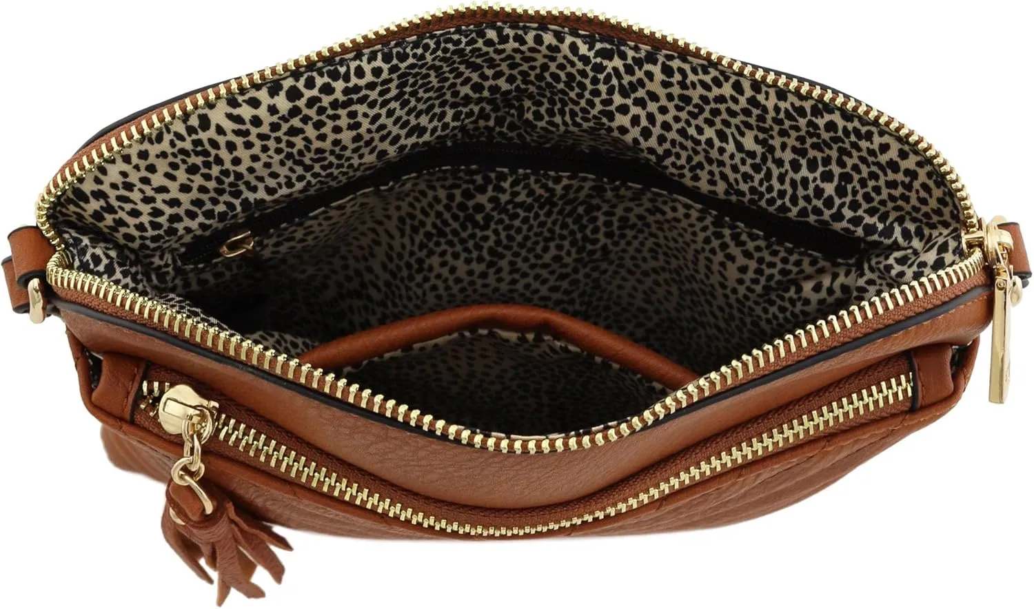 FashionPuzzle Chevron Quilted Medium Crossbody Bag with Tassel Accent