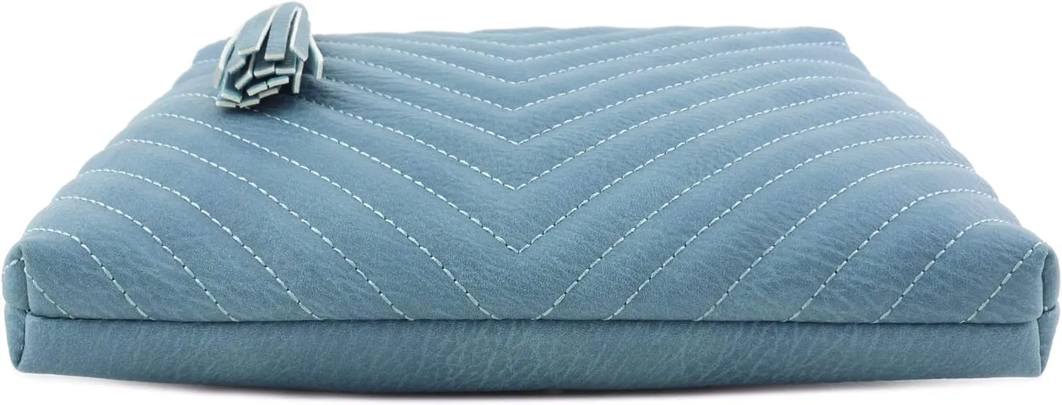 FashionPuzzle Chevron Quilted Medium Crossbody Bag with Tassel Accent