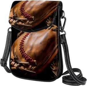 Faux Leather Crossbody Bag for Women, Messenger Bag, Shoulder Bag, Baseball Glove Pattern