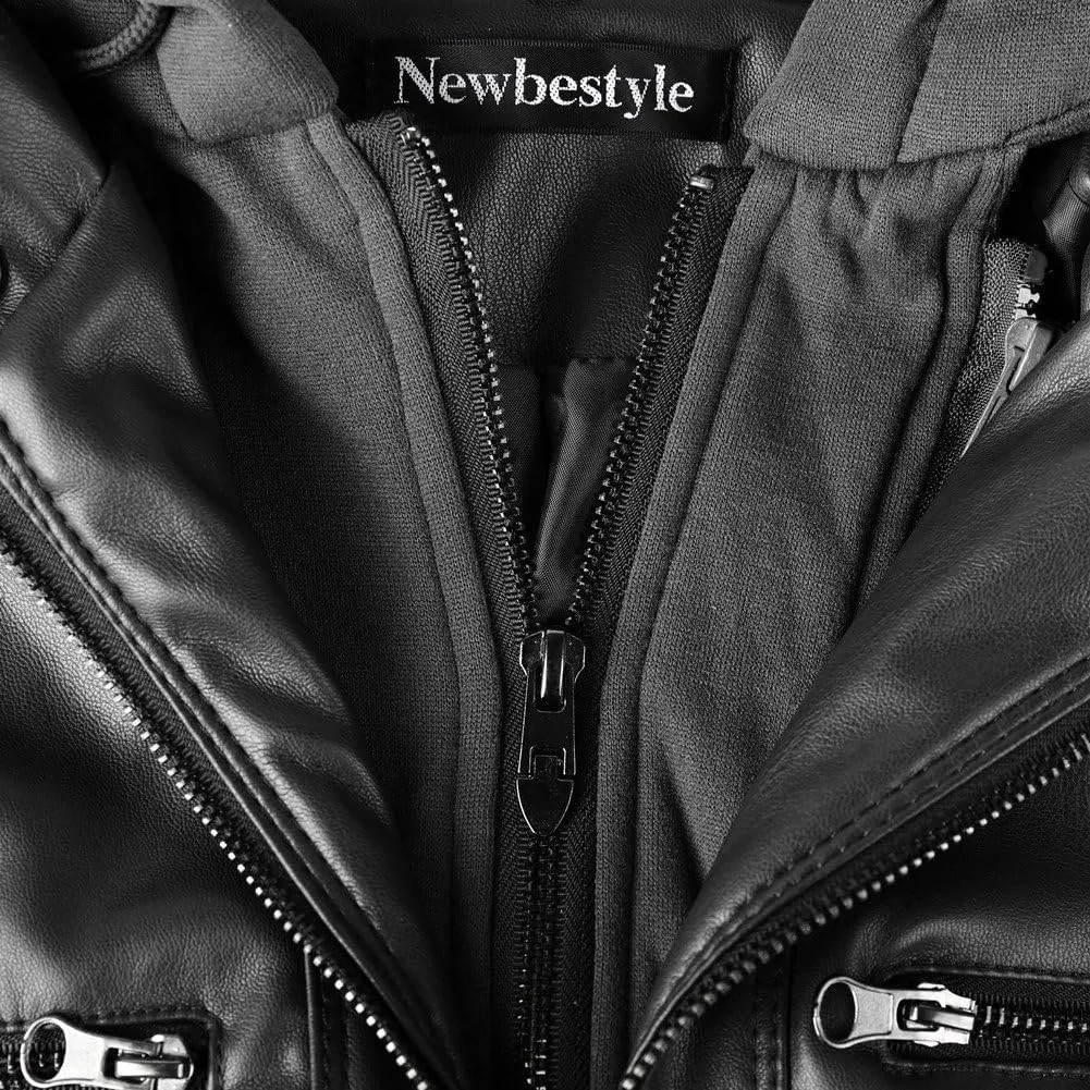 Faux Leather Jacket for Women Casual Moto Biker Jacket Quilted Full-Zip Coat
