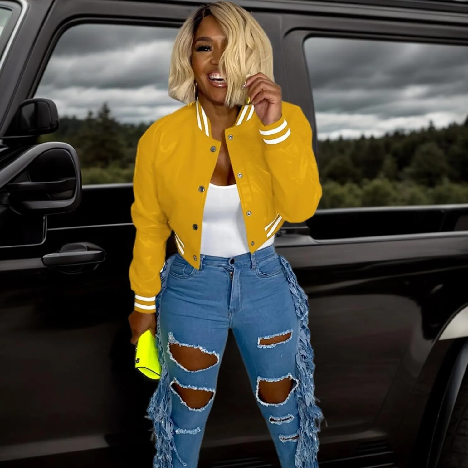 Faux Leather Jacket Women Varsity Jacket Cropped Motorcycle Moto Bomber Baseball Jackets Y2K Streetwear
