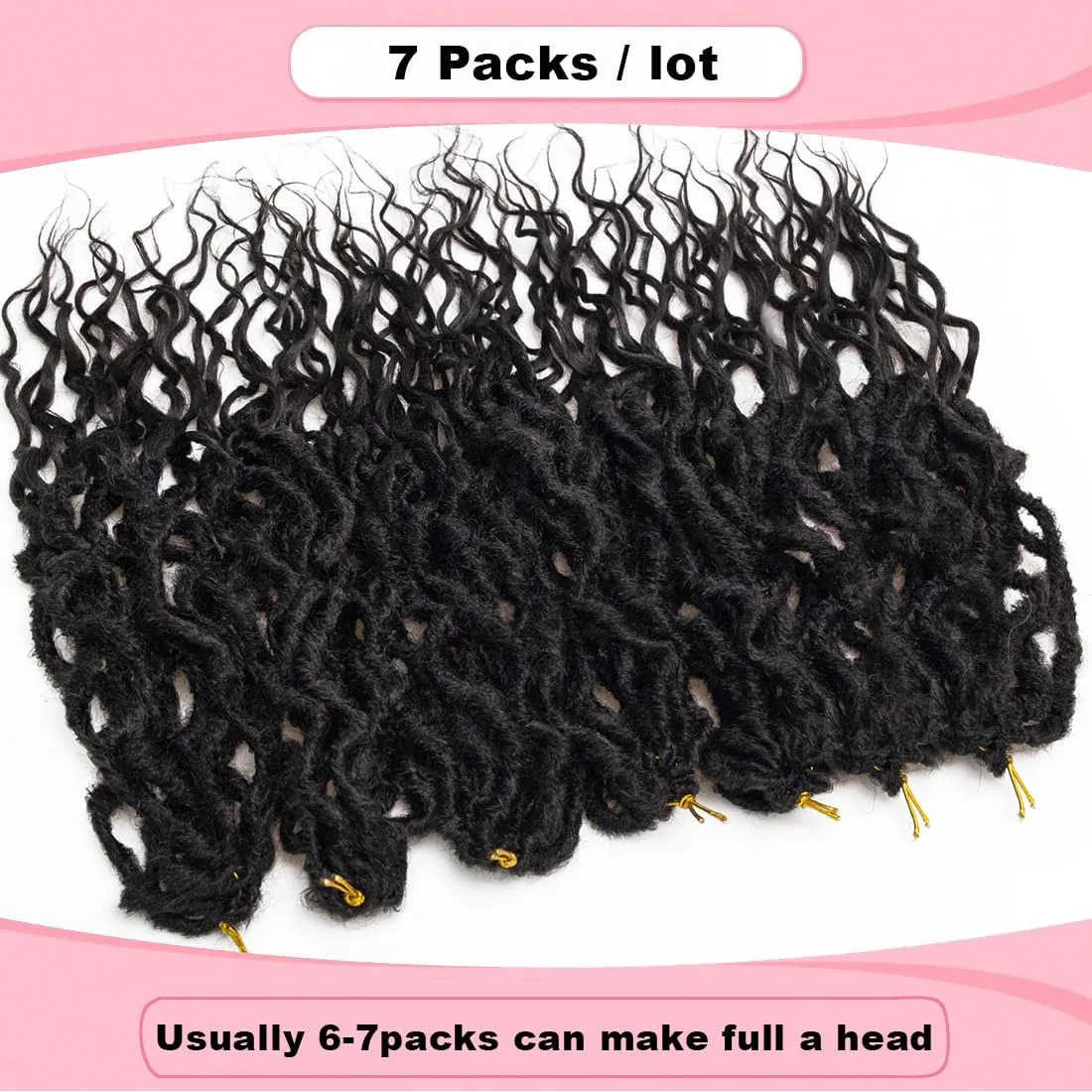 Faux Locs Crochet Hair 18 Inch Soft Locs 7Packs Boho Goddess Locs Crochet Hair with Curly Ends Pre-looped Crochet Locs for Black Women Dreadlock Synthetic Crochet Braids (1B, 18Inch(Pack of 7))