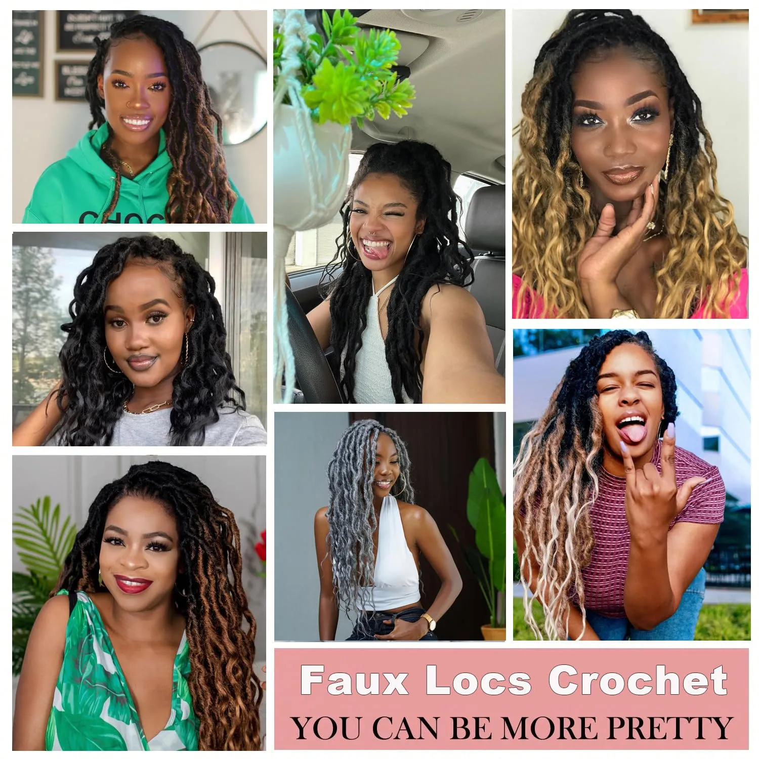 Faux Locs Crochet Hair 18 Inch Soft Locs 7Packs Boho Goddess Locs Crochet Hair with Curly Ends Pre-looped Crochet Locs for Black Women Dreadlock Synthetic Crochet Braids (1B, 18Inch(Pack of 7))
