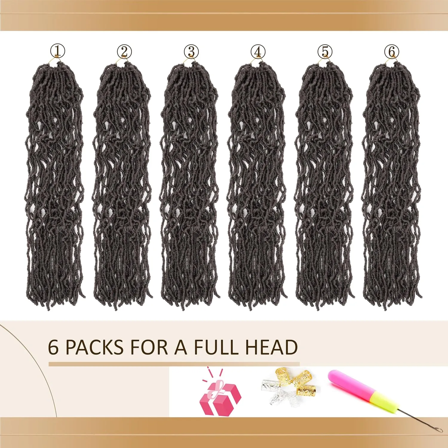 Faux Locs Crochet Hair Soft Locs 30 inch 6 Packs Long Pre Looped Crochet Locs Goddess Locs Crochet Hair For Black Women Braiding Hair Extensions (30 Inch (Pack of 6), 4#)