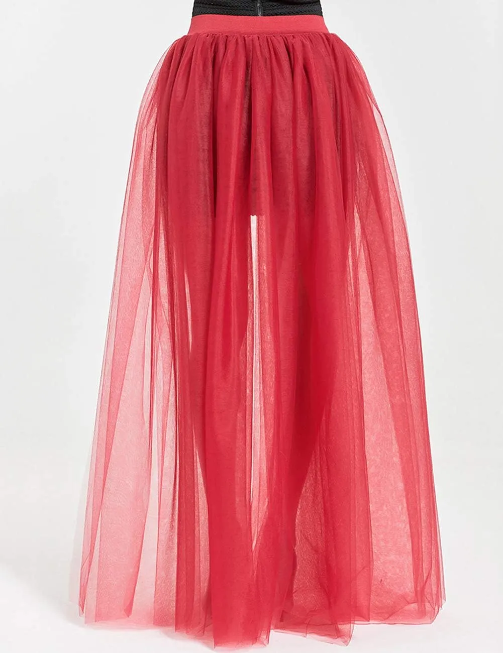 FEOYA Tulle Overskirt Train Mesh 4 Layers Overlay Long Tutu Skirts Floor Length Detachable Wedding Train Skirt