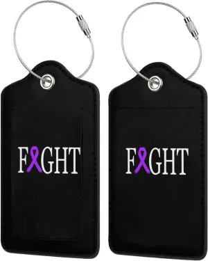 Fight Pancreatic Cancer Awareness 2 Leather Luggage Tags for Bags for Men Women7