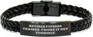 Fitness Trainer Gifts, Interlaced Leather Bracelet with Quote for Christmas, Gifts from Men to Fitness Trainers