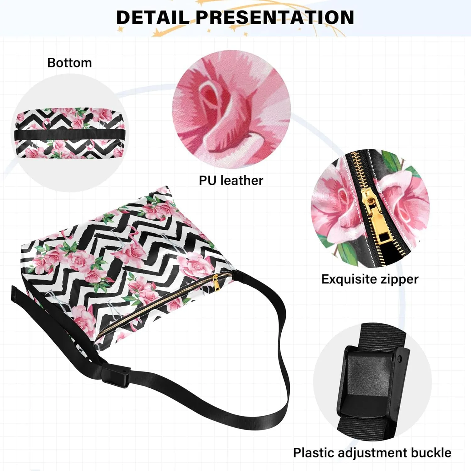 Flamingo Pink Flamingos Soft Leather Hobo Bags for Women Women's Large Purse Soft Animal Print Ladies Hobo Handbags
